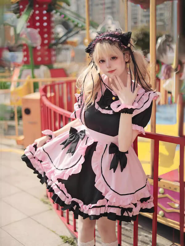 cutiekill-black-pink-neko-maid-dress-ah0699