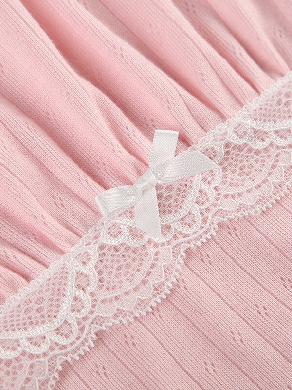 Pink Lace Patchwork Top
