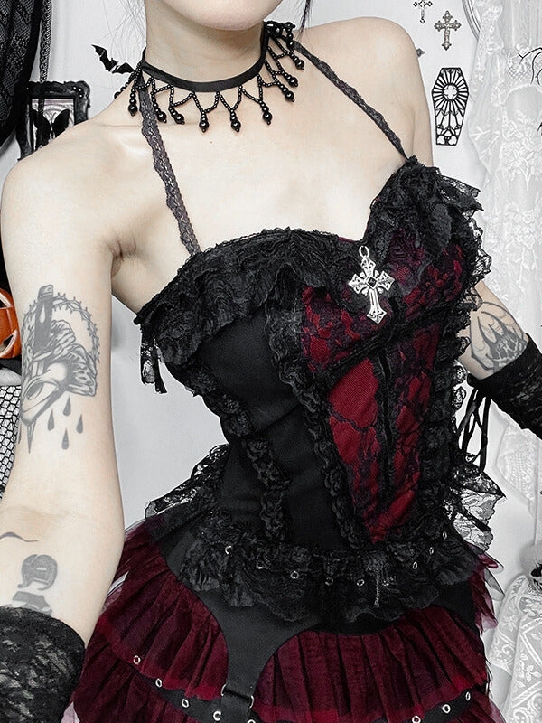 cutiekill-darkness-doll-lace-camisole-layered-skirt-ah0754