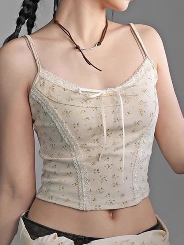 Beige Floral Vintage Cami Top