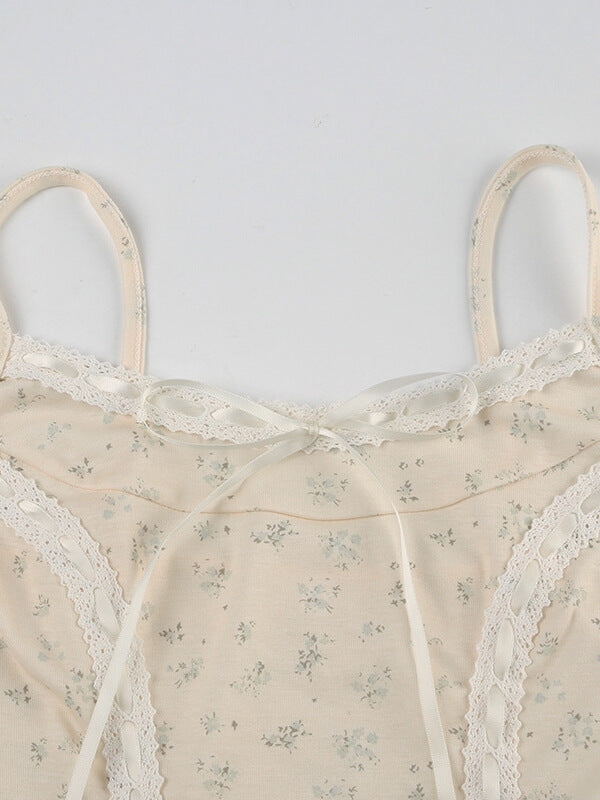 Beige Floral Vintage Cami Top