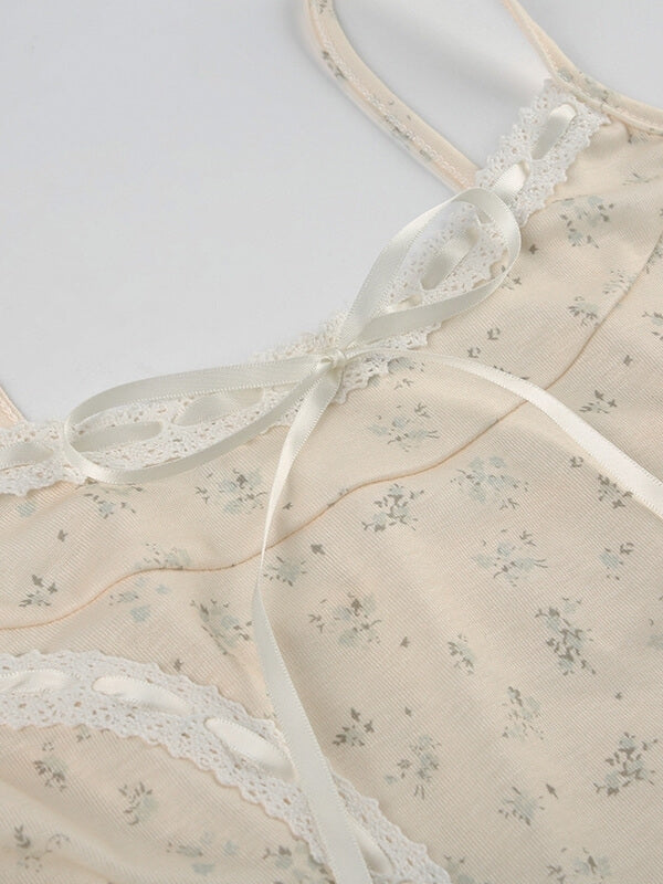 Beige Floral Vintage Cami Top