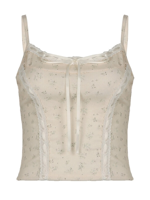 Beige Floral Vintage Cami Top