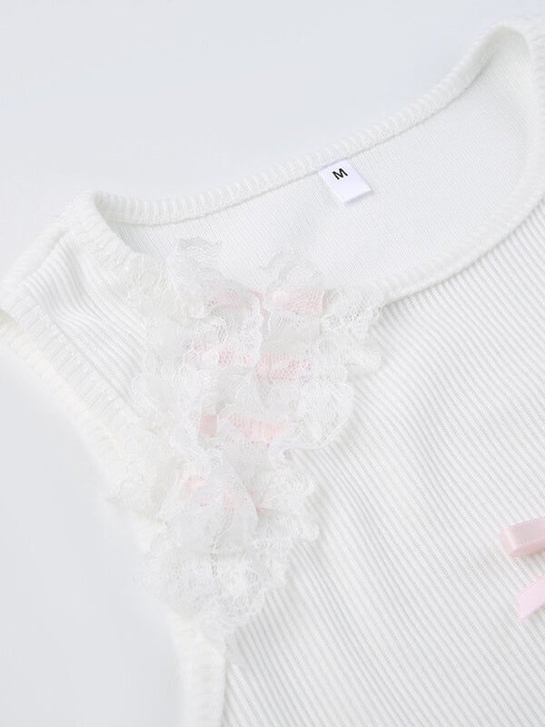 White Ribbon Sleeveless Top