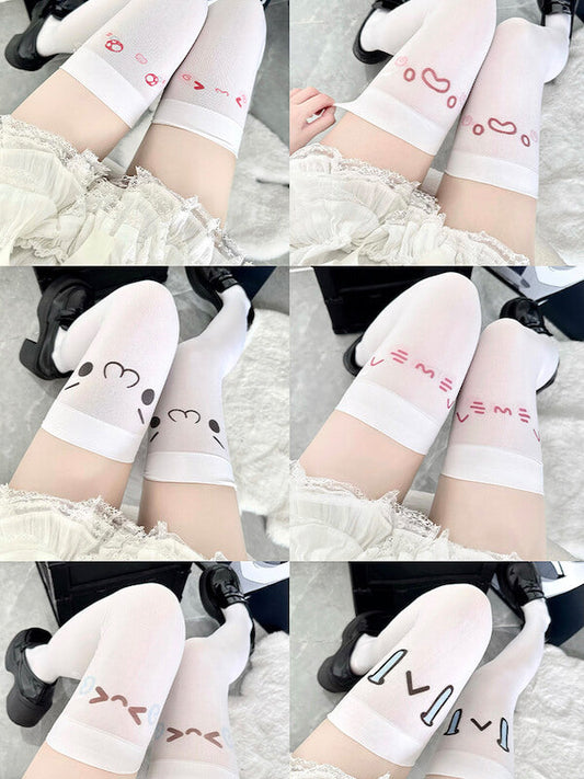 Kawaii Emoji Thigh High Stockings