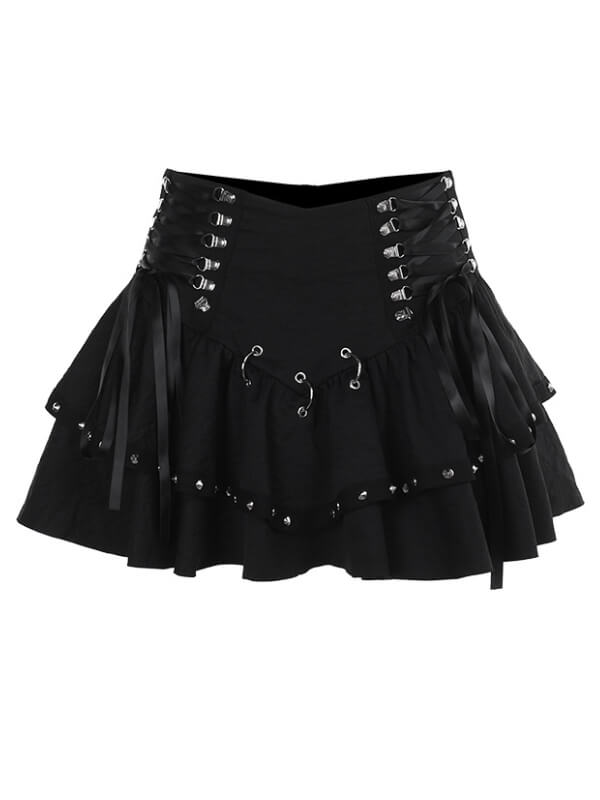 Punk Goth Lace-up Skirt