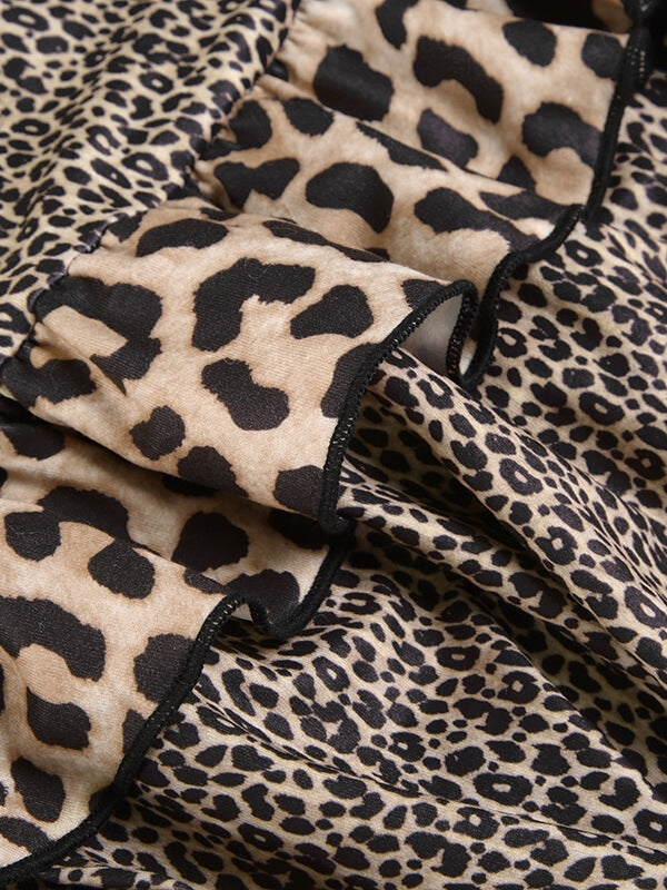 Retro Leopard Layered Skirt