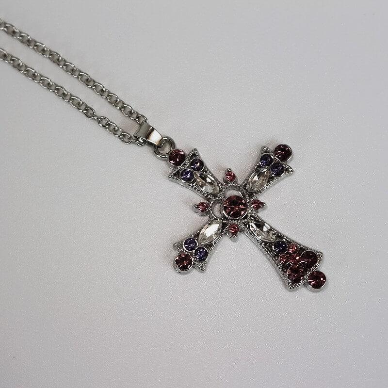 Pink Diamond Cross Necklace