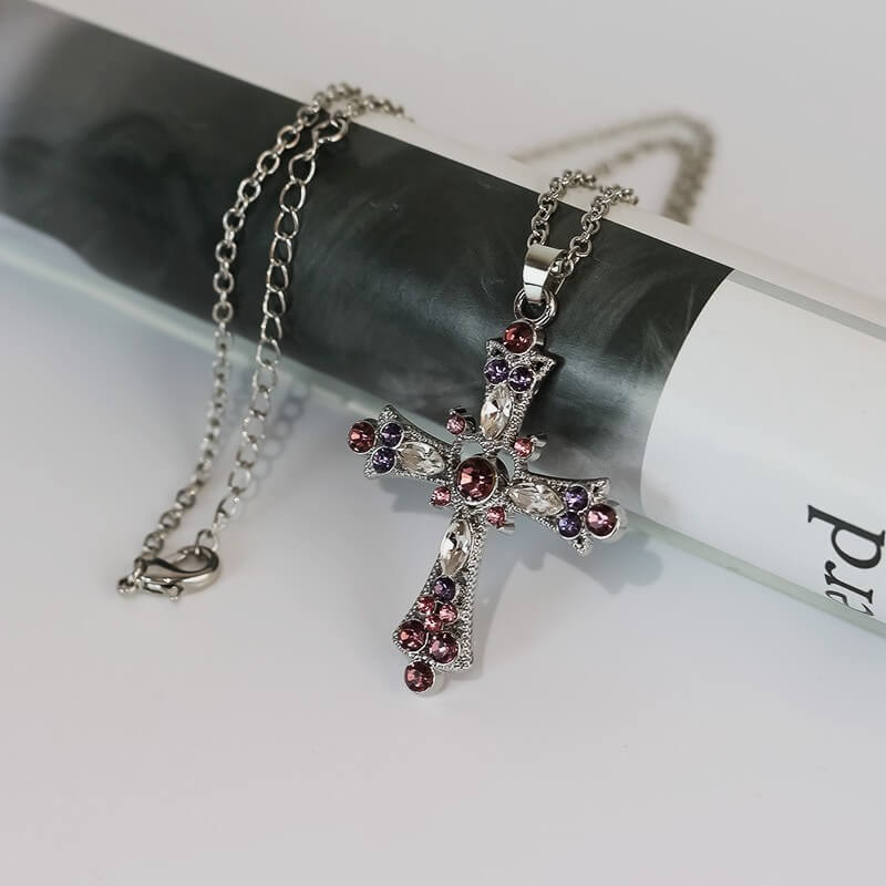 Pink Diamond Cross Necklace