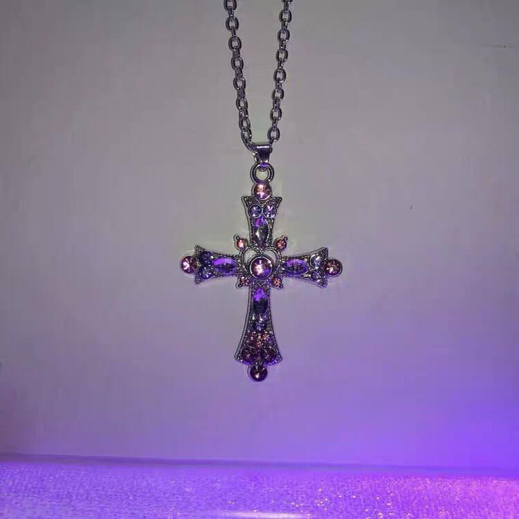 Pink Diamond Cross Necklace