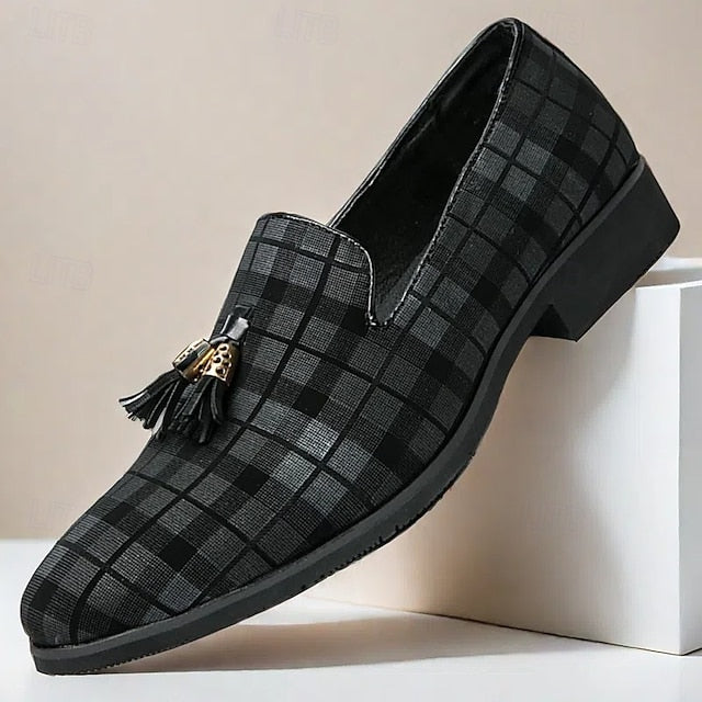with Elegant Plaid Decoration Tassel – Loafers Men's