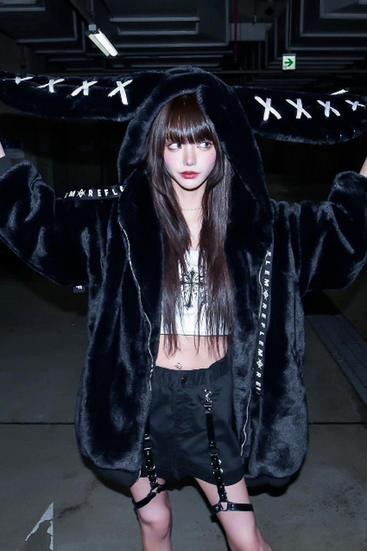 Hooded Punk Coat with Rabbit Ears