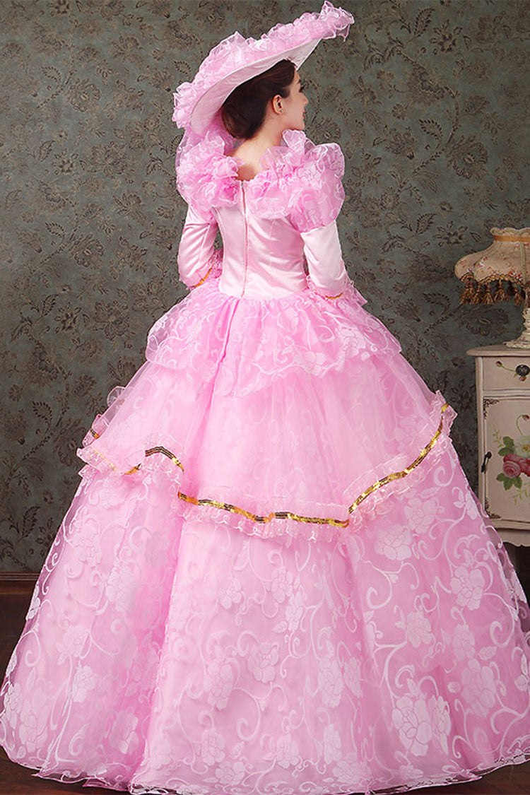 Victorian Lolita Dress with Diamond Buttons, Floral Embroidery, Multi-Layer