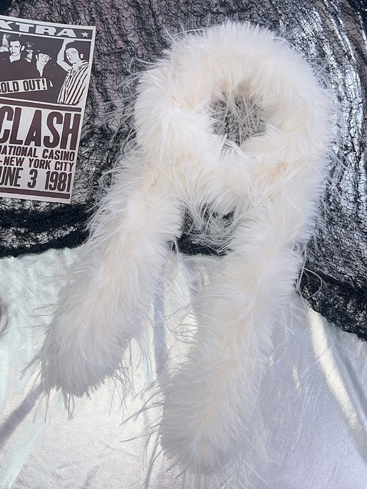 Yellow White Black Y2K Shaggy Scarf