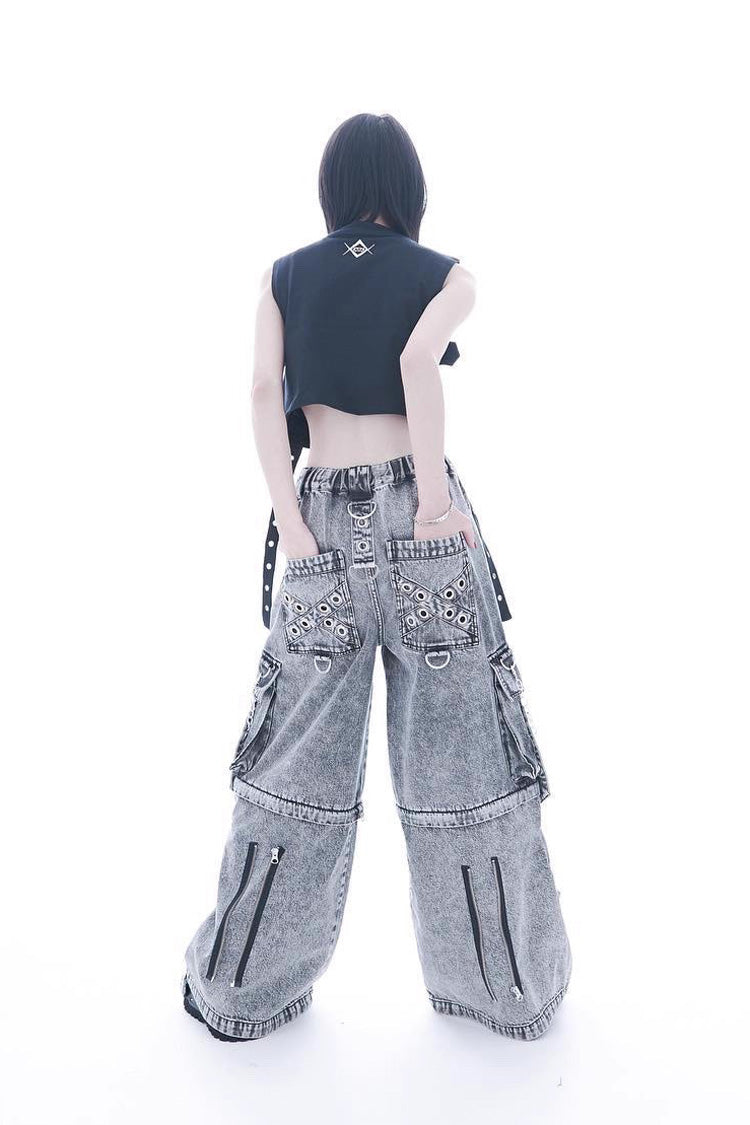 Jirai Kei Rivet Punk Japanese Straight-Leg Jeans