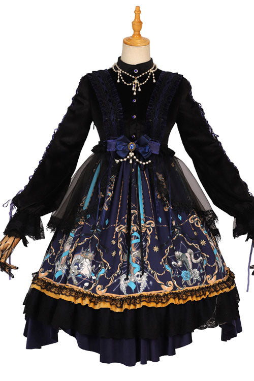 Gothic Lace Ruffle Long Sleeve Lolita OP Dress