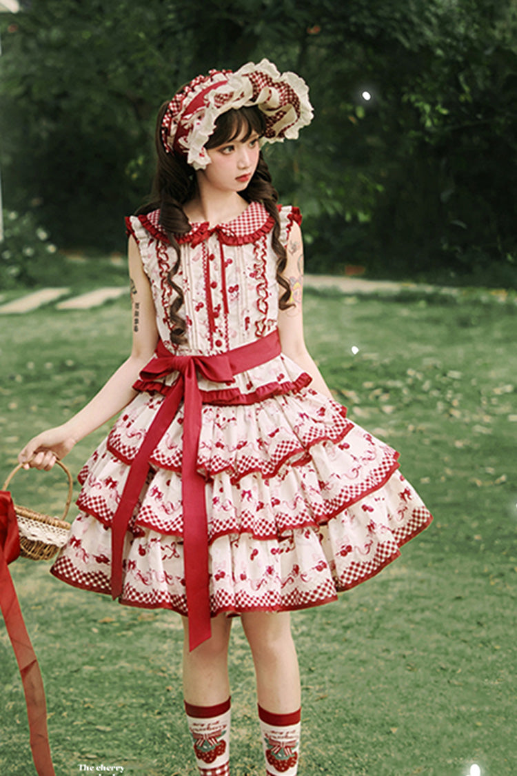 Cherry Print Ruffle Skirt Set