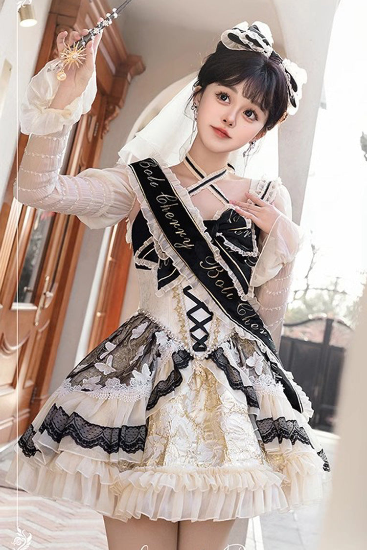 Gilded & Onyx Floral Bow Cardigan Lace Sweet Lolita Dress