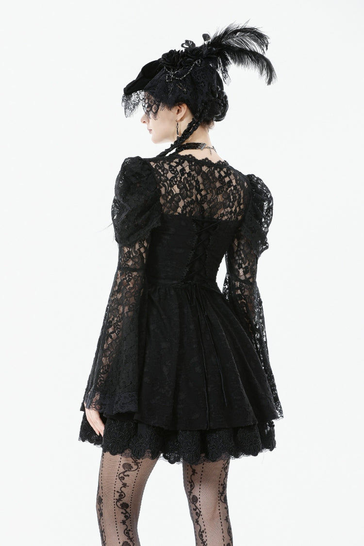 Graduation Gothic Dress with Jacquard Lace and Lace-Up