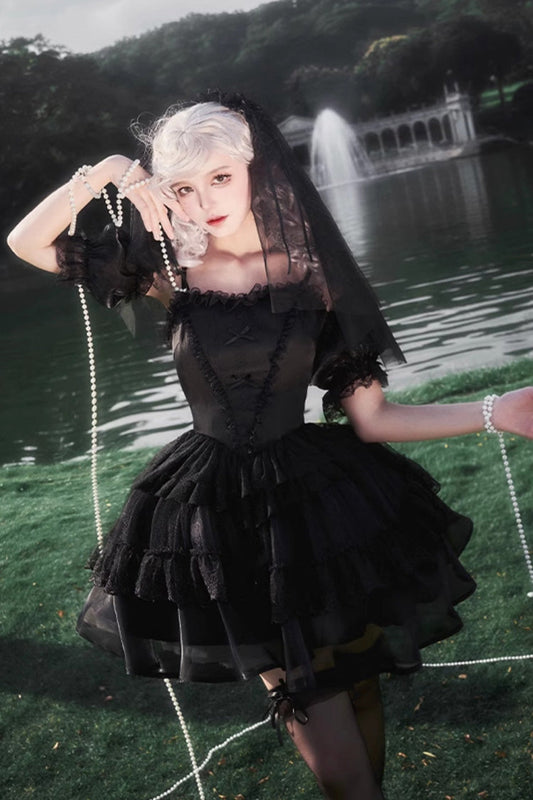 Gothic Lolita Drawstring JSK with Ruffle Details