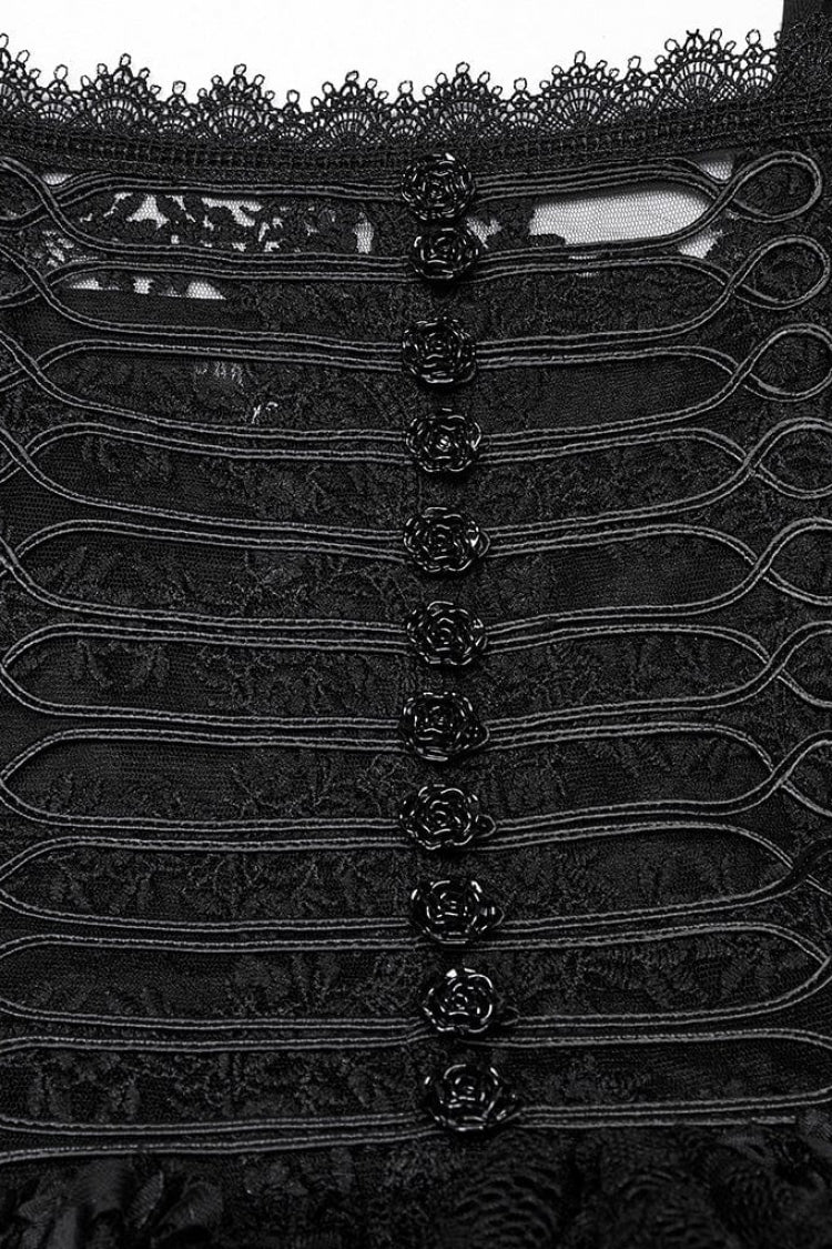 Square Collar Puff Sleeve Layered Gothic Dress