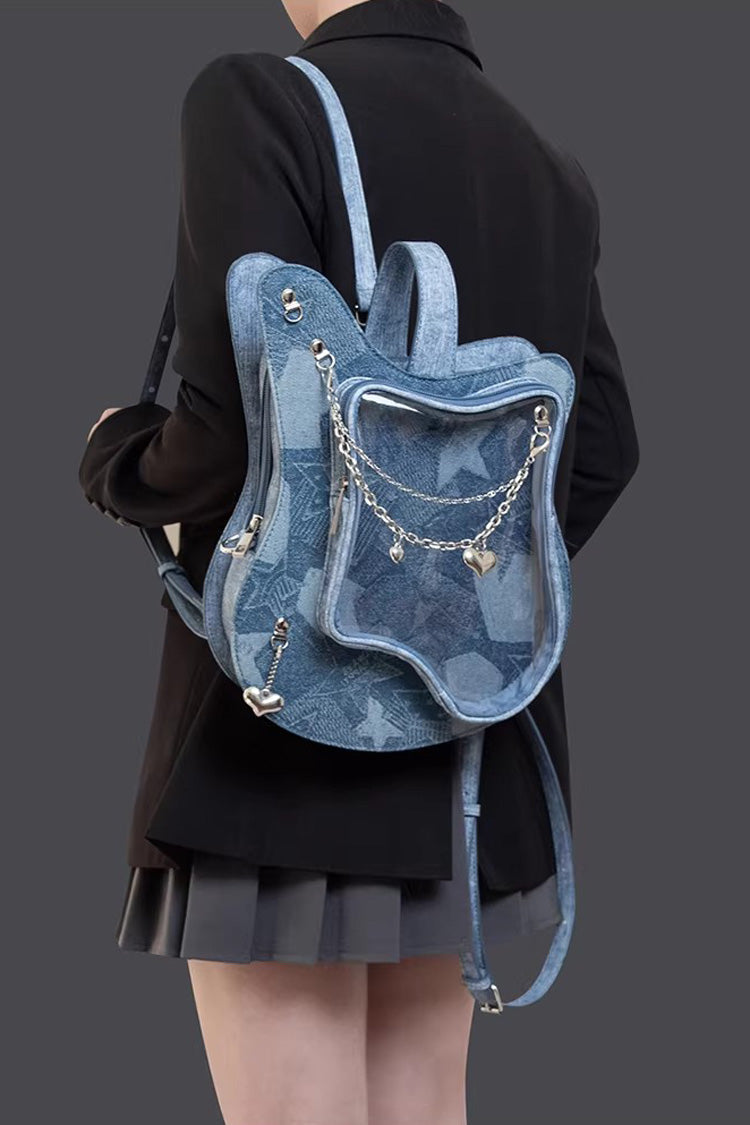 Itabag with Guitar Heart Print and Chain Decor, Sweet Lolita Style
