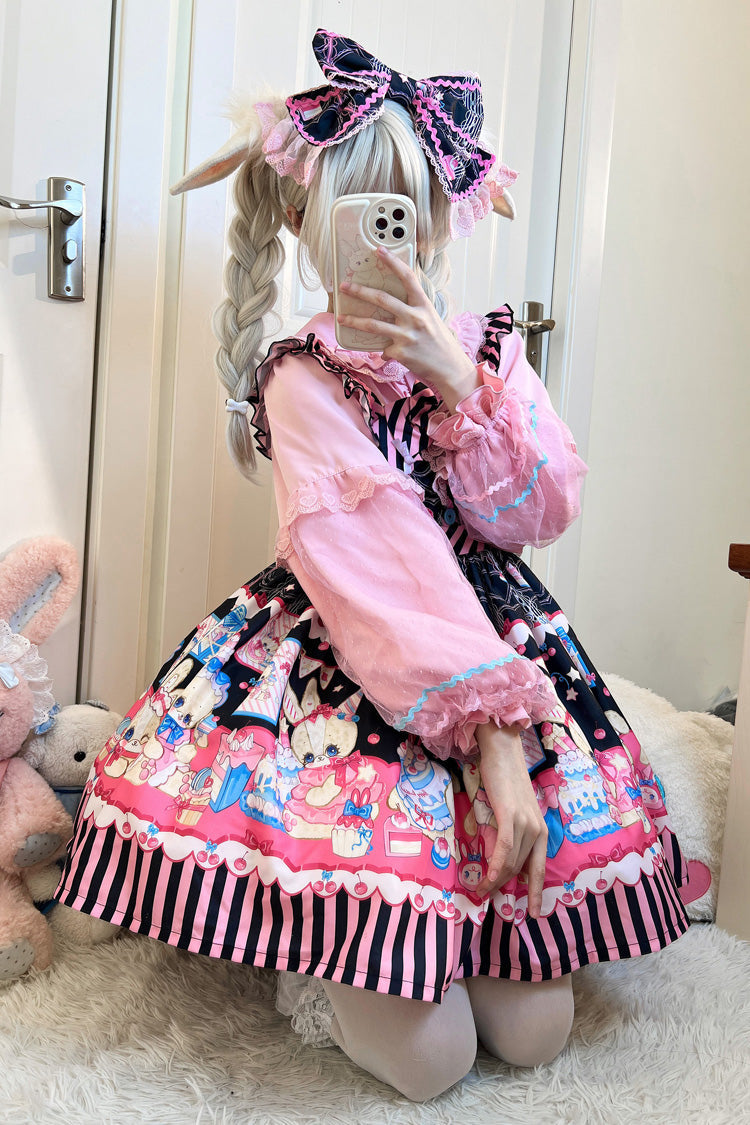 Bunny Pastry Chef Print Bowknot Gothic Japanese Lolita JSK