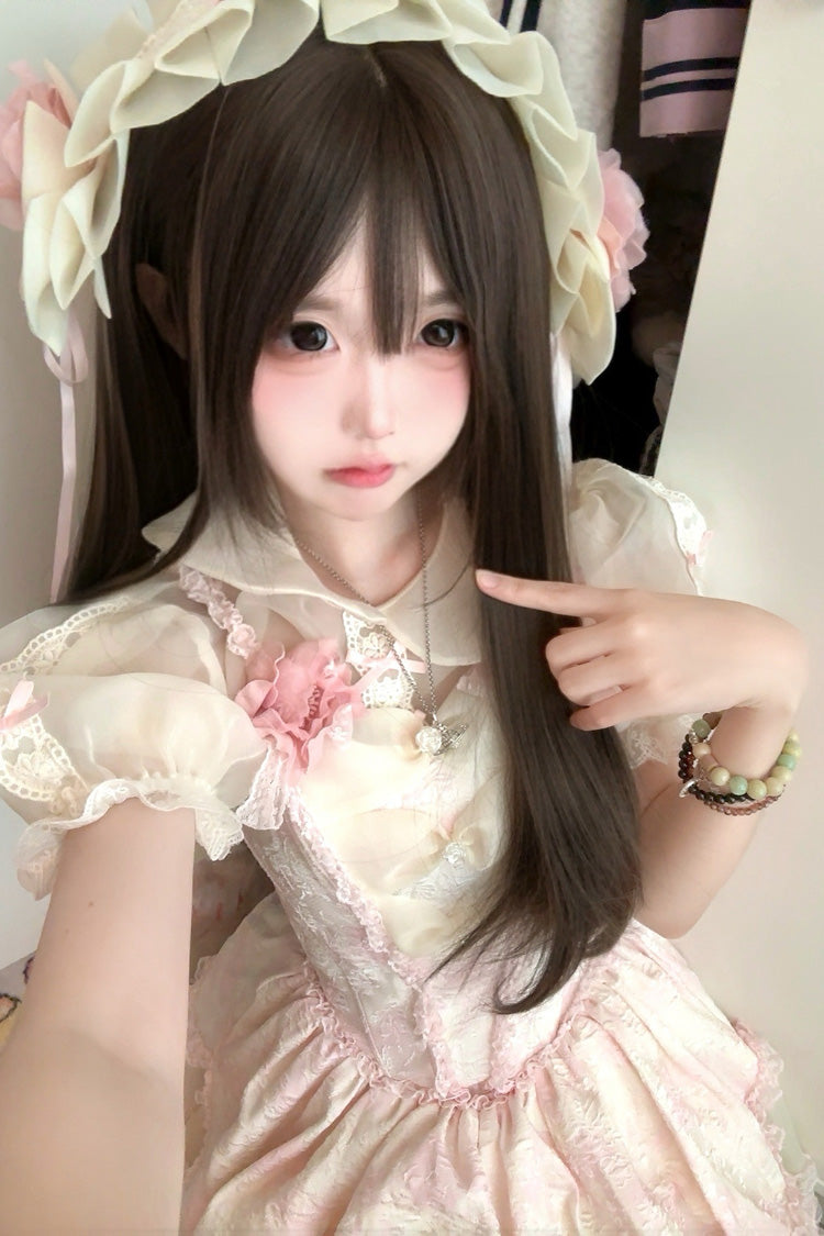 Pink Jasmine Ruffled Bowknot Lace Sweet Elegant Princess Lolita Dress
