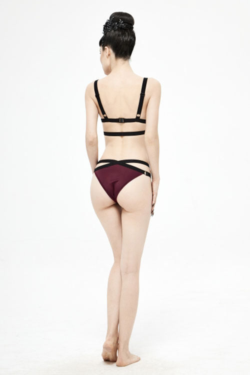 Red Lace Gothic Swimsuit Set