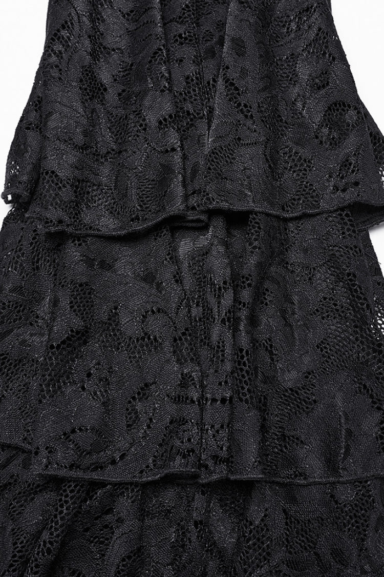 Gothic Pants with Lace-Up and Triple Ruffle