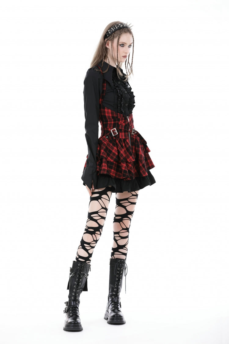 Ruffled Gothic Blouse with Turn-Down Collar