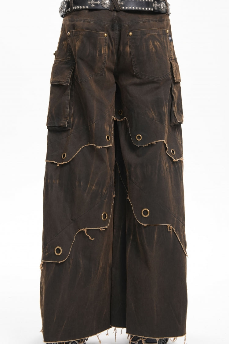 Men's Gothic Trousers with Eyelet Details and Pockets