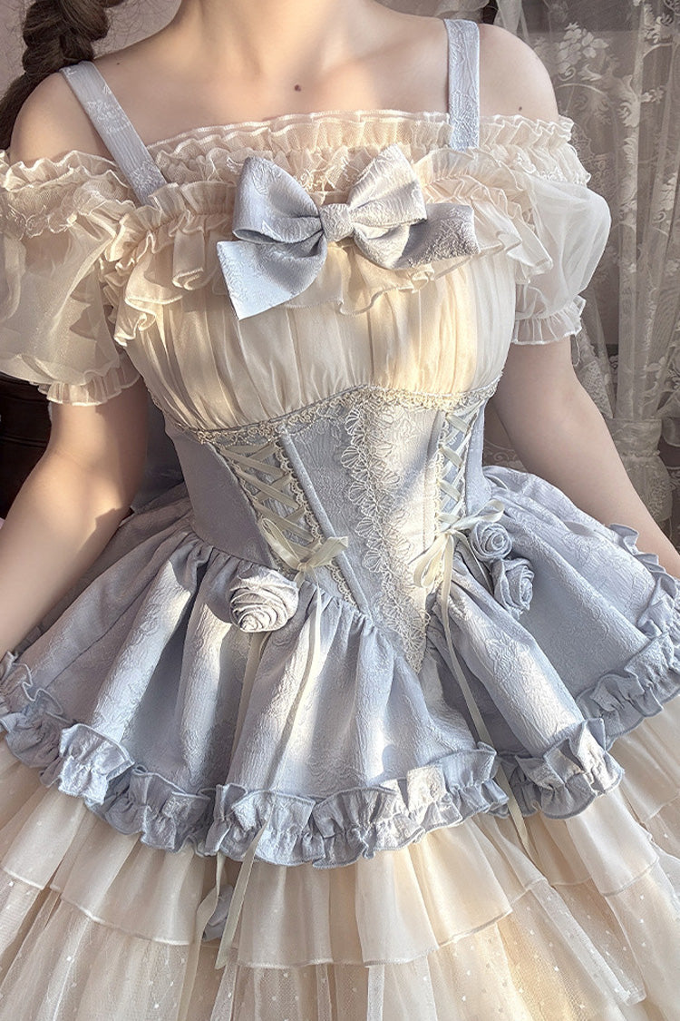 Ballet-Inspired Triple-Layer Lace-Up Bowknot JSK Dress