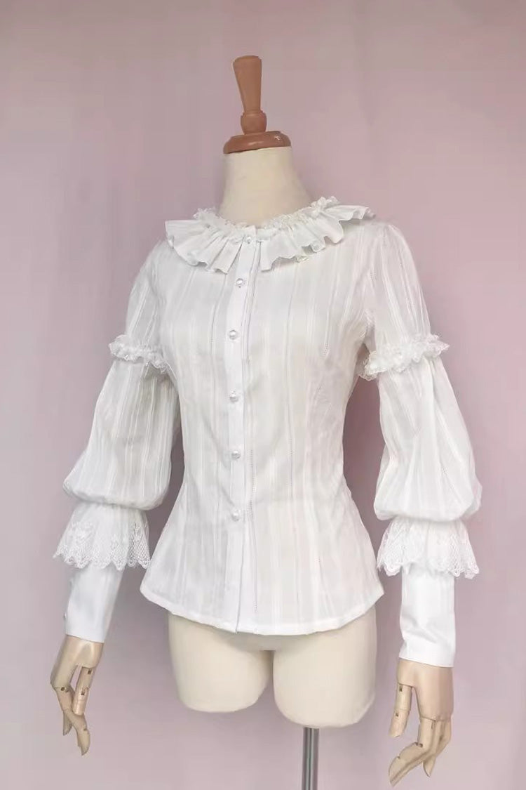 Ivory Jacquard Ruffled Sweet Blouse