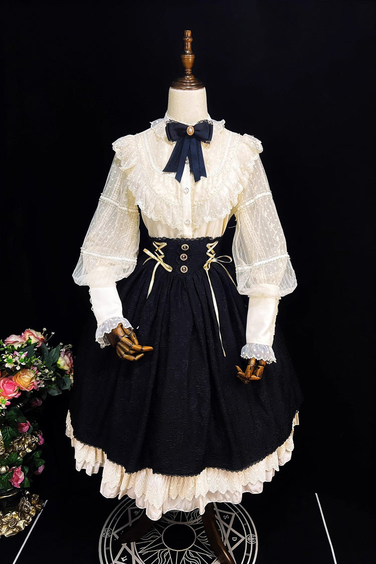 Black Heart of Rose High Waisted Ruffle Lace-Up Vintage Palace Skirt
