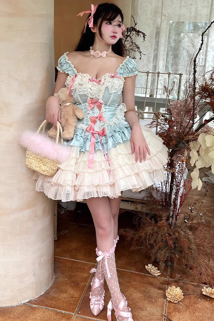 Ballet Style Multi-Layer Dress with Ruffles - Romantic