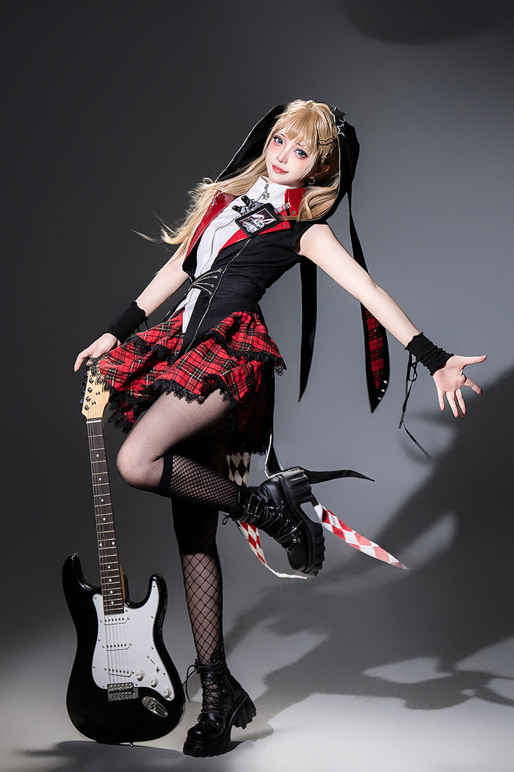 Rock Bunny Hooded Punk Skirt Set