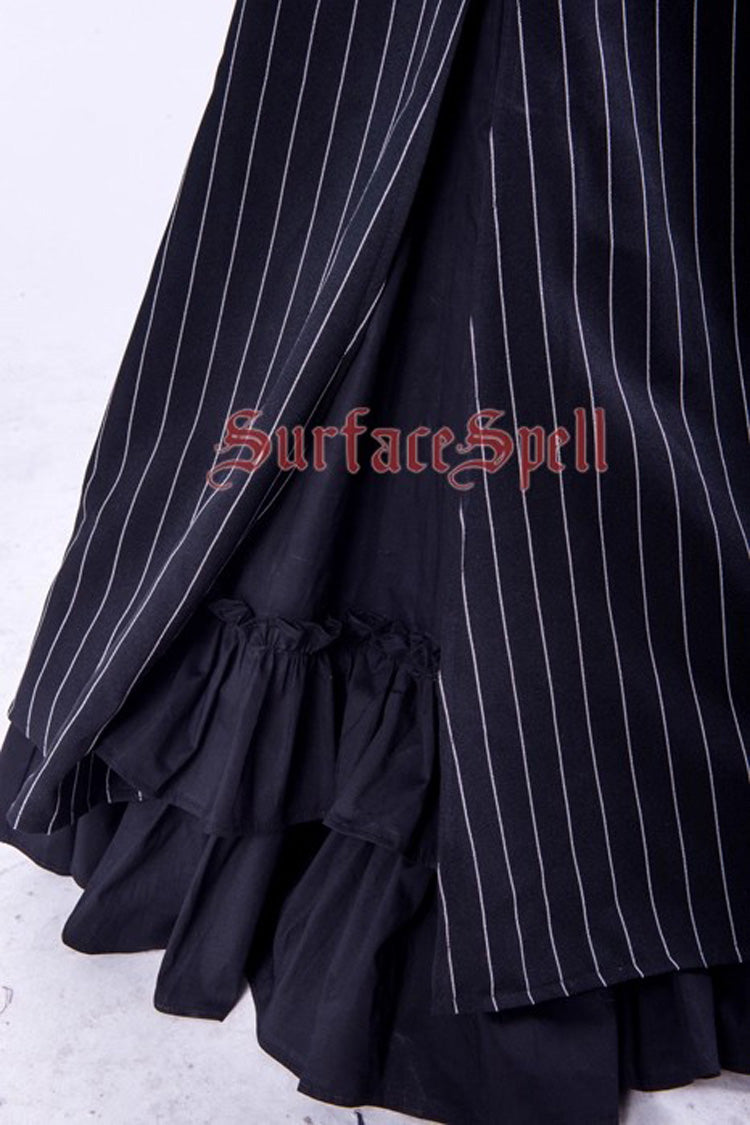 Black Lorelei Striped Print Gothic Lolita Mermaid Maxi