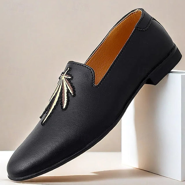 Faux Men's with - White Prom Loafers Shoes Leather Feather