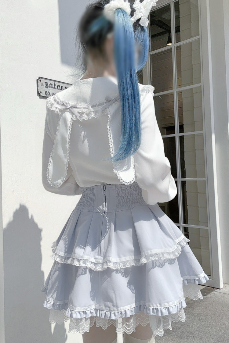 Rabbit Ear Long Sleeve Bow Lace Sweet Jirai Kei Blouse