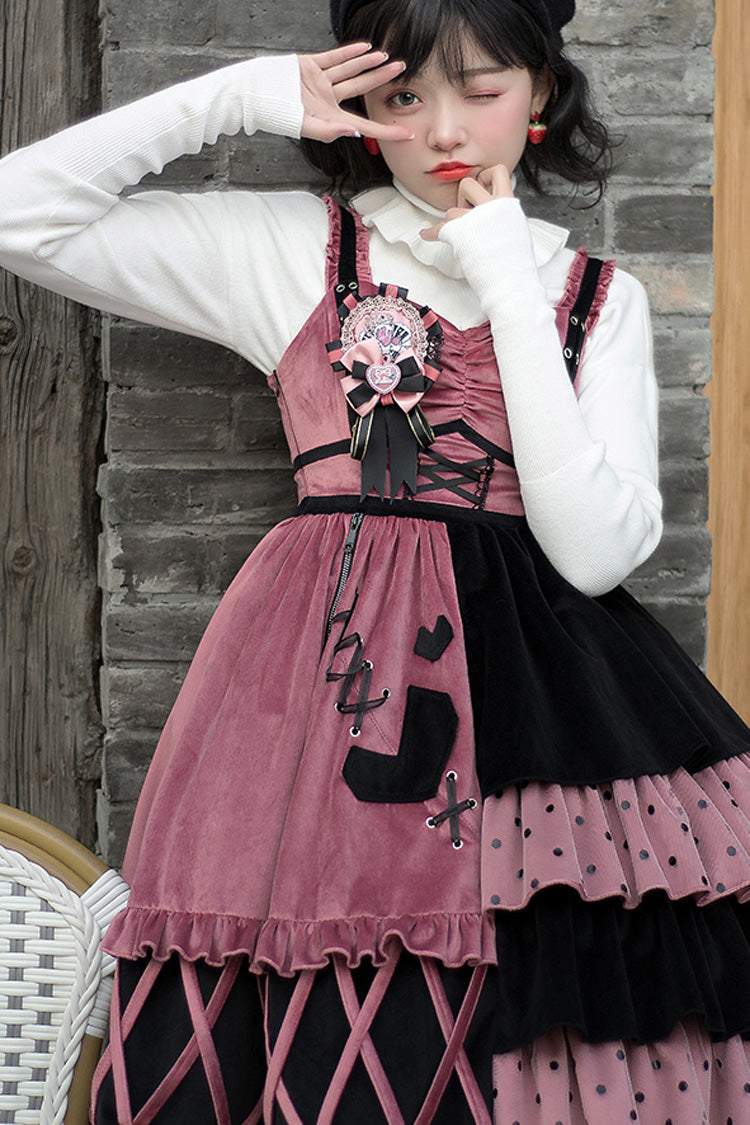 Scarlet and Ebony Ruffled Stitched Vintage Sweet Lolita Gown