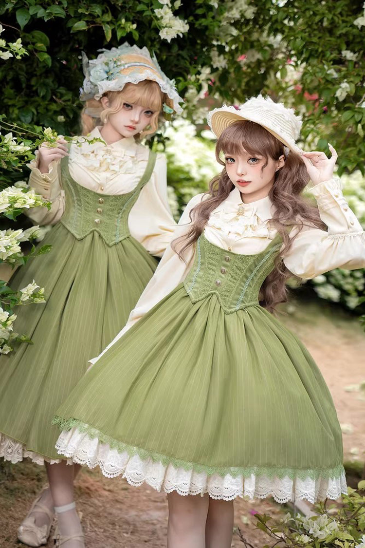 Enchanted Dreamland Lapel Collar Long Sleeve Ruffled Lace Fitted Elegant Lolita Blouse in Six Colors