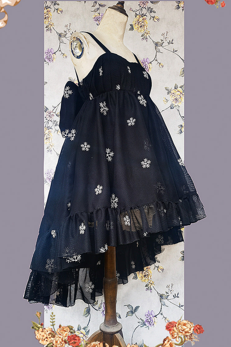 Feather Snowflake Embroidery Sleeveless Ruffle Bow Sweet Lolita JSK in Three Shades