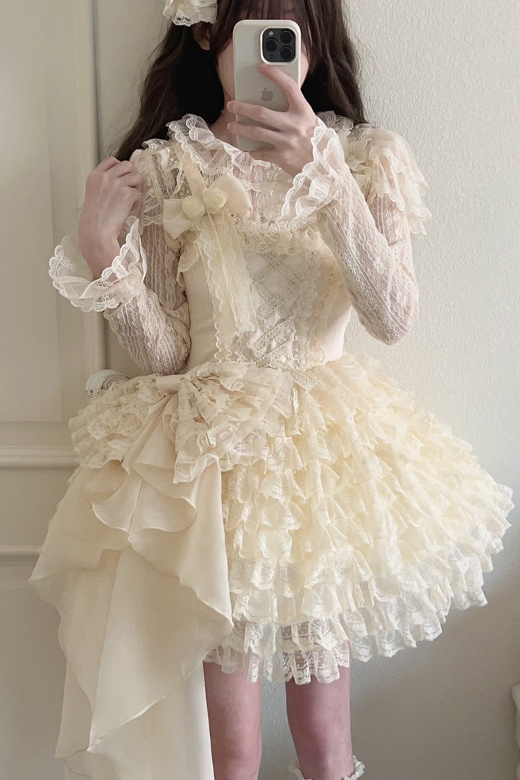 Lace Ruffled Bow Sweet Tiered JSK - 2 Shades