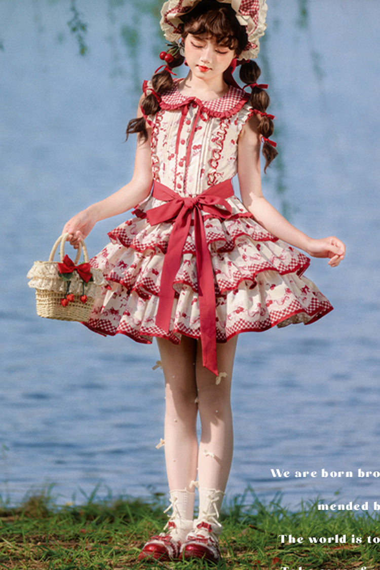 Cherry Print Ruffle Skirt Set