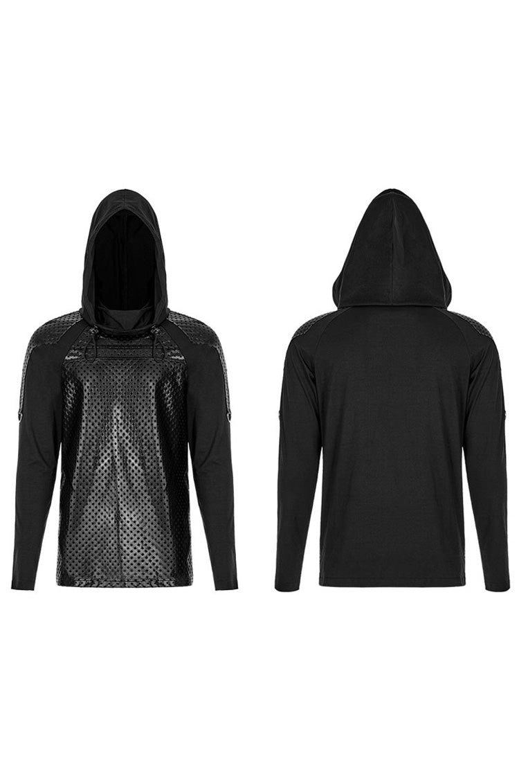 Turtleneck Knit Panel Cutout Drawstring Punk Sweatshirt