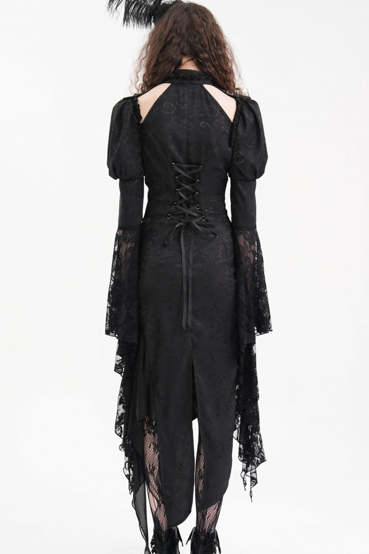 Irregular Gothic Dress with Hime Sleeves & Cutout Lace Details for Women