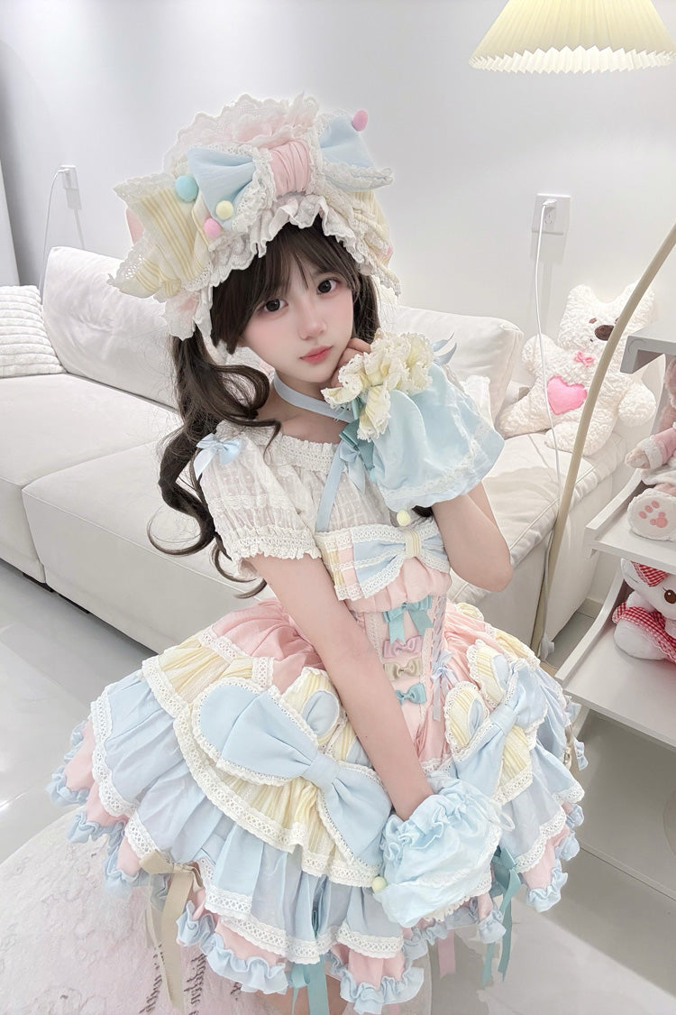 Ribbon Dance Multi-Layered Ruffled Lace-Up Princess Dress