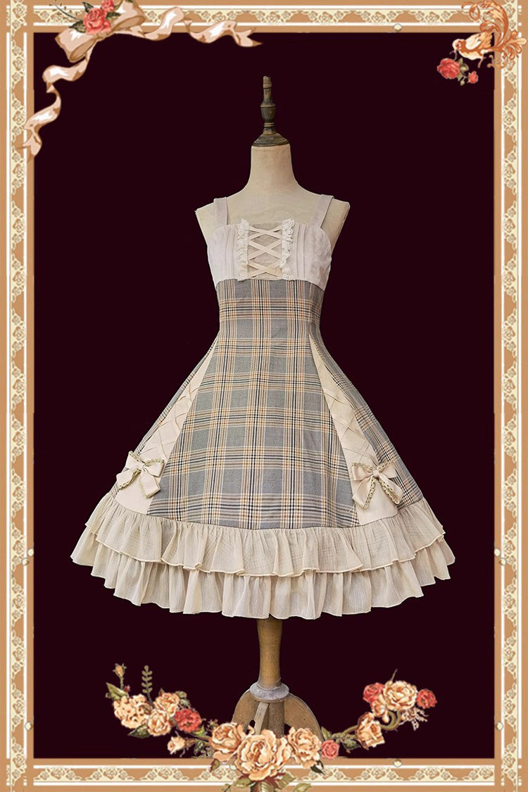 Multi-Color Classic Lolita Dress with Bowknot and Ruffled Sleeveless