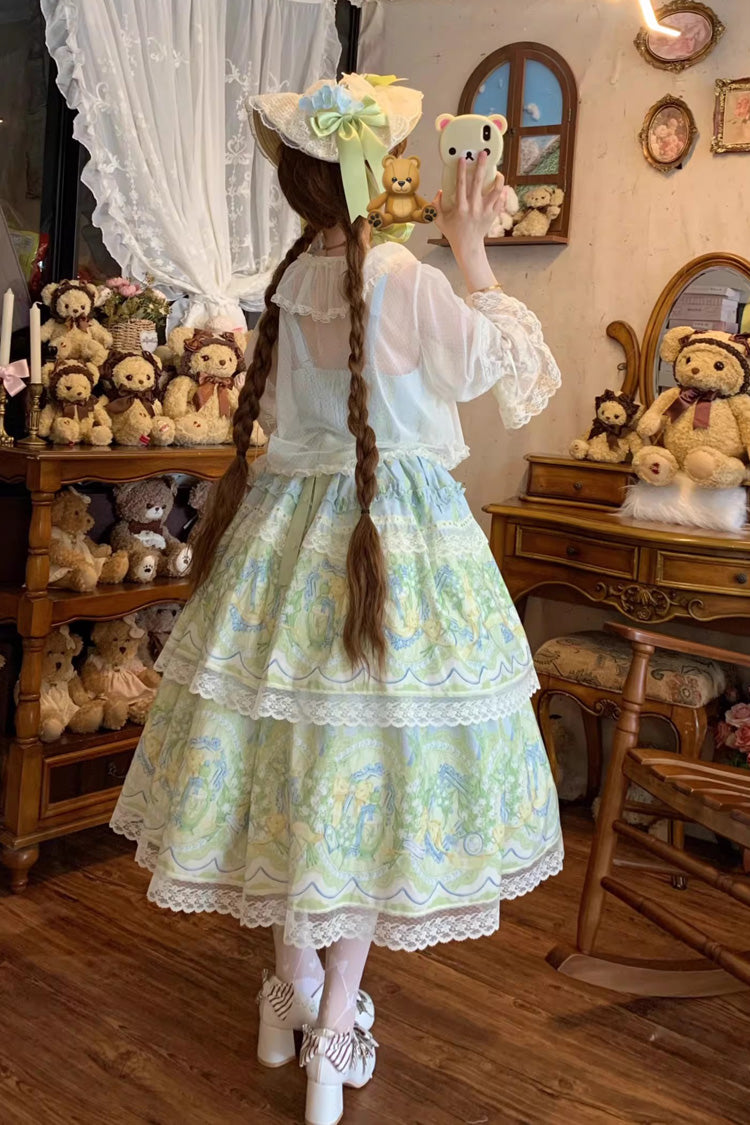 Lily of the Valley Pearl Candy Tea Doll Collar Sleeveless Plus Size JSK